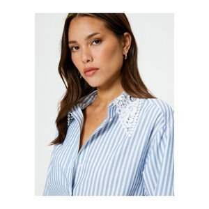 Koton Lace Collar Oversize Shirt Long Sleeve Buttoned
