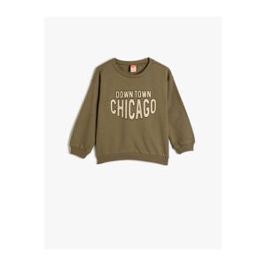 Koton Sweatshirt Long Sleeve Crew Neck City Print Detailed Raised