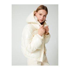 Koton Short Down Coat Shiny Hooded Zipper