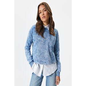 Koton Women's Blue Patterned Sweatshirt