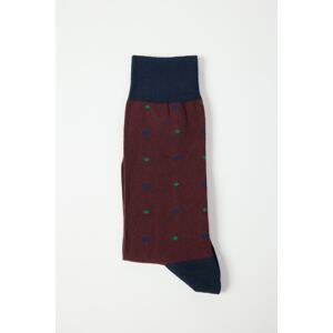 ALTINYILDIZ CLASSICS Men's Burgundy-Navy Blue Patterned Socks