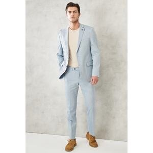 ALTINYILDIZ CLASSICS Men's Blue Slim Fit Slim Fit Mono Collar Dobby Classic Suit