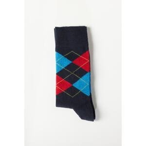ALTINYILDIZ CLASSICS Men's Navy Blue-Red Patterned Cleat Socks