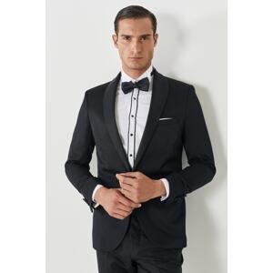 ALTINYILDIZ CLASSICS Men's Black Slim Fit Narrow Cut Mono Collar Patterned Classic Tuxedo Suit