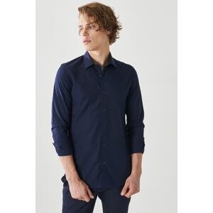 ALTINYILDIZ CLASSICS Men's Dark Navy Blue Tailored Slim Fit Slim Fit Shirt