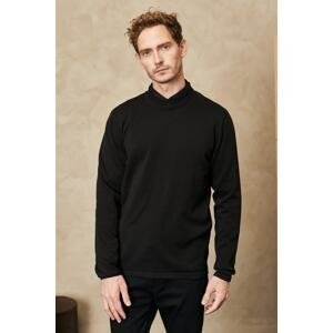 AC&Co / Altınyıldız Classics Men's Black Standard Fit Regular Cut 100% Cotton Half Turtleneck Soft Knitwear Sweater