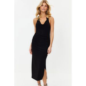 Trendyol Black Form-fitting Off-Neck Elegant Evening Dress