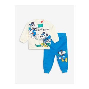 LC Waikiki Crew Neck Mickey Mouse Printed Baby Boy T-Shirt and Tracksuit Bottom 2 Set