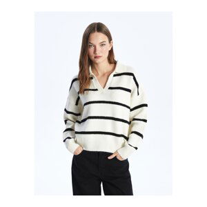 LC Waikiki Polo Neck Striped Long Sleeve Oversize Women's Knitwear Sweater