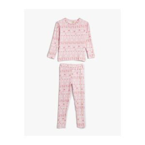Koton Pajama Set New Year Themed Printed Long Sleeve 2 Piece