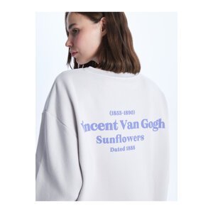 LC Waikiki Women's Crew Neck Vincent Van Gogh Printed Long Sleeve Oversize Sweatshirt