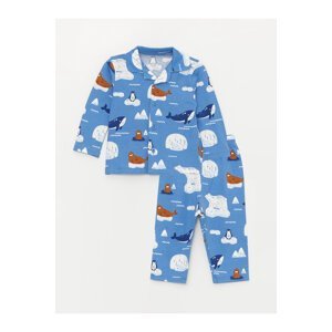 LC Waikiki Polo Neck Long Sleeve Printed Baby Boy Pajamas Set