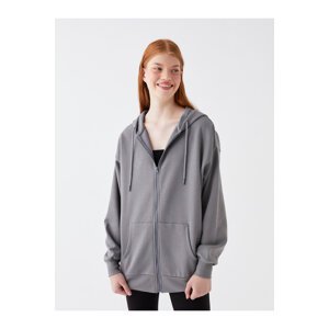 LC Waikiki Women's Hooded Plain Long Sleeve Oversize Sports Cardigan