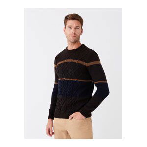 LC Waikiki Crew Neck Long Sleeve Color Block Men's Knitwear Sweater