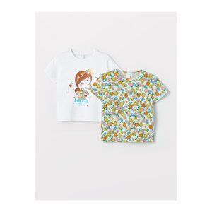 LC Waikiki Crew Neck Printed Baby Girl T-Shirt, Pack of 2