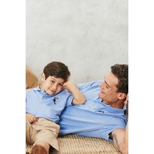AC&Co / Altınyıldız Classics Boys Light Blue 100% Cotton Polo Neck Kids Printed T-Shirt