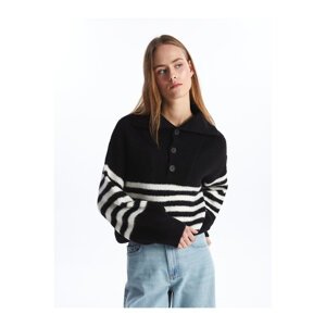 LC Waikiki Polo Neck Striped Long Sleeve Oversize Women's Knitwear Sweater