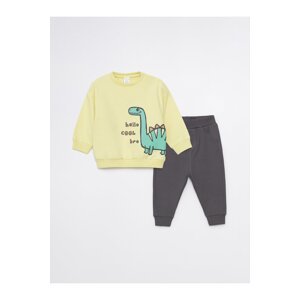 LC Waikiki Baby Boy with a Crew Neck Printed Sweatshirt and Tracksuit Bottoms 2-Pack