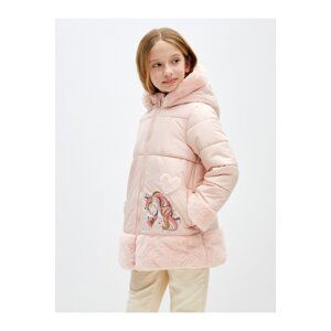 LC Waikiki Hooded Printed Girl's Coat