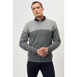AC&Co / Altınyıldız Classics Men's Grey-smoked Standard Fit Normal Cut Crew Neck Patterned Wool Knitwear Sweater