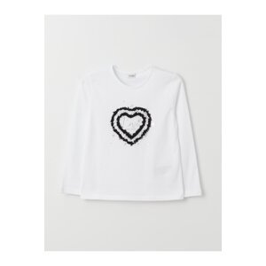 LC Waikiki Girls' Crew Neck Embroidered Long Sleeve Girls T-Shirt