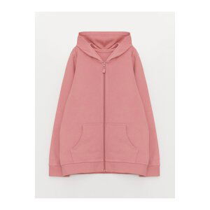 LC Waikiki Girls' Basic Long Sleeve Hoodie with Zipper Sweatshirt.