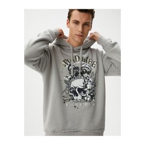 Koton Skull Printed Oversize Hooded Sweatshirt