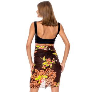 Dark brown pareo with floral patterns