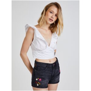 White Ladies Cropped Top with Ruffles TALLY WEiJL - Women