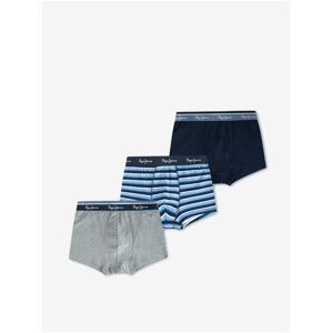 Set of three men's boxer shorts in grey and blue Pepe Jeans Judd - Men