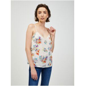 Beige floral tank top CAMAIEU - Women