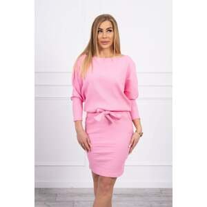 Dress with tie at the waist light pink