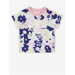 Blue and white girly floral T-shirt adidas Originals - Girls