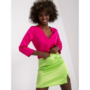 Light green ruffle skirt from imitation satin Olya RUE PARIS