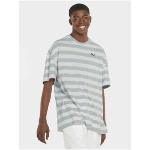 White and Grey Men's Striped Oversize T-Shirt Puma - Mens