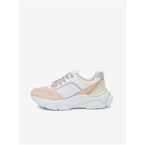 White-pink women's sneakers on the Guess platform - Women