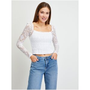 White Women Patterned Cropped Blouse Guess - Women