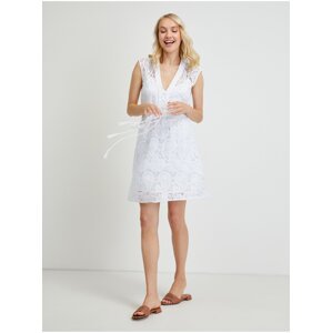 White Lace Short Dress with Tie Guess Mykonos - Women