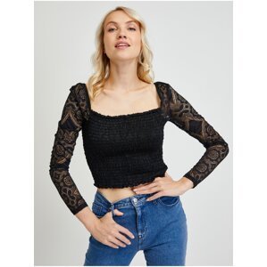 Black Women's Top with Lace Sleeves Guess - Women