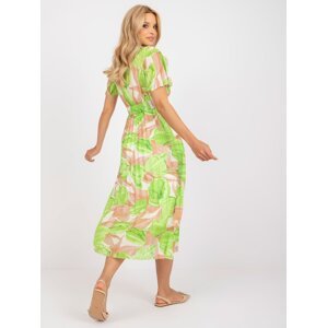 Beige and green midi dress with folds