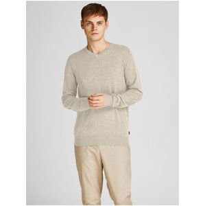 Beige Mens Hairbred Basic Sweater Jack & Jones Emil - Men