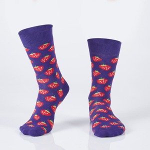 Men's purple socks with strawberries