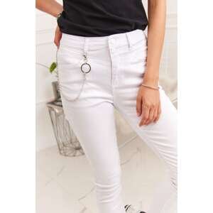 Fitted white denim jeans