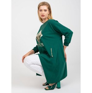 Dark green blouse plus size with gold print