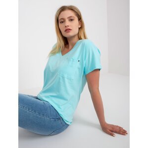 Larger size cotton mint t-shirt with pocket