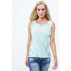 Mint blouse with safety pins