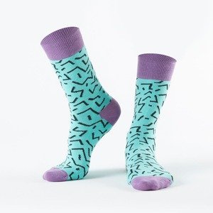 Turquoise women's socks with black patterns