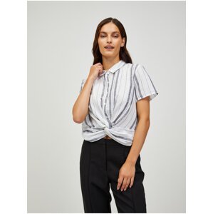 Grey-white striped short sleeve shirt CAMAIEU - Women