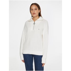 White Women's Sweater with Collar Tommy Hilfiger - Women