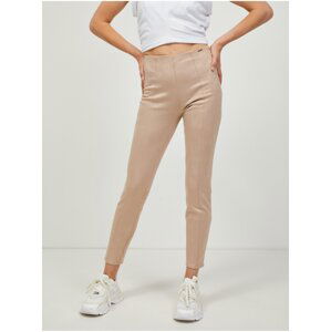 Beige ladies slim fit pants in suede finish Guess Maya - Ladies